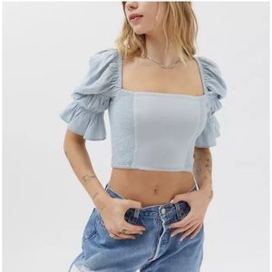 Urban Outfitters Light Blue Puff Sleeve Top Small